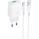 Мережевий зарядний пристрій Hoco C72Q USB-A (18W · 3A) з кабелем USB-A – Type-C (White)