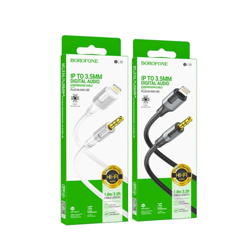 Аудиокабель AUX Borofone BL19 Lightning – 3.5 мм (1 м) (Black)