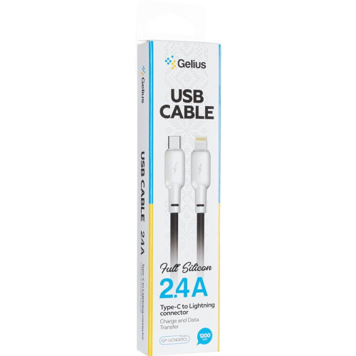 Кабель Gelius Full Silicon Type-C to Lightning 20W 1.2м (GP-UCN001CL) black white