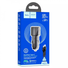 Автомобильное зарядное устройство Hoco NZ3 2xUSB-C (40W · 3A) с кабелем Type-C – Lightning (Black)