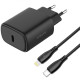 Мережевий зарядний пристрій Proove Silicone Power 2 USB-C (20W) з кабелем Type-C – Lightning (Black)