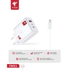 Сетевое зарядное устройство FLYCDI FA-011 USB-A+USB-C+Lightning (65W · 3A) (White)