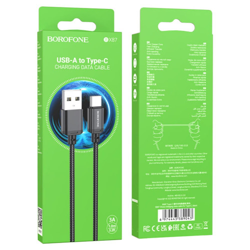 Кабель Borofone BX87 USB-A – Type-C (1 м · 18W · 3A) (Black)