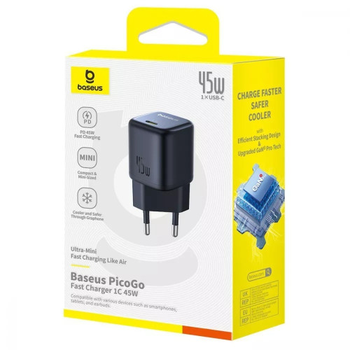 Сетевое зарядное устройство Baseus PicoGo Fast Charger USB-C (45W · 3A) (P10176800123) (Black)