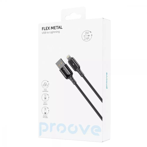 Кабель Proove Flex Metal USB-A – Lightning (1 м · 12W · 2.4A) (Black)
