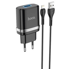 Мережевий зарядний пристрій Hoco N1 USB-A (12W · 2.4A) з кабелем USB-A – Lightning (Black)