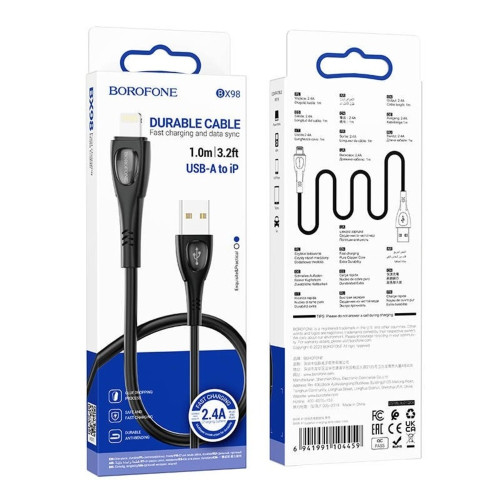 Кабель Borofone BX98 USB-A – Lightning (1 м · 12W · 2.4A) (Black)
