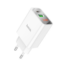 Сетевое зарядное устройство Hoco C100A USB-A+USB-C (20W · 3A) (White)