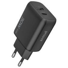 Сетевое зарядное устройство Proove Silicone Power 2 USB-A+USB-C (30W · 3A) (Black)
