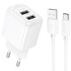 Сетевое зарядное устройство Hoco CS51A 2xUSB-A (12W · 2.4A) с кабелем USB-A – Type-C (White)