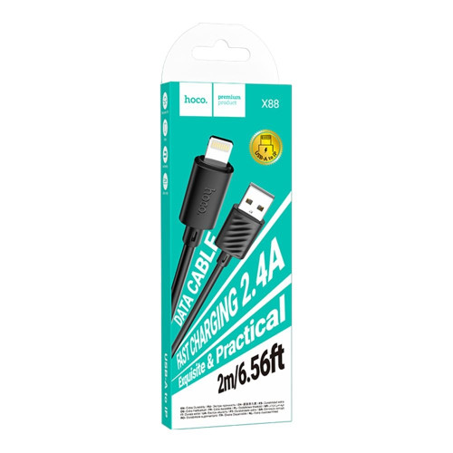 Кабель Hoco X88 USB-A – Lightning (2 м · 12W · 2.4A) (Black)