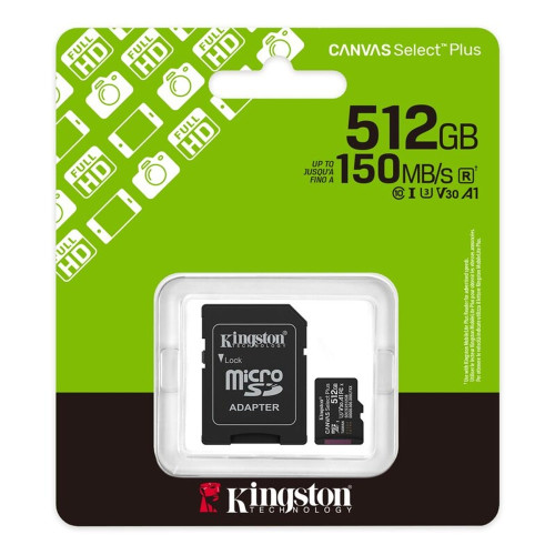 Карта памяти Kingston MicroSDXC Canvas Select Plus Gen3 512GB (adapter SD)