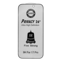 Защитное стекло 5S UHD Privacy 26° для Apple iPhone 17 Pro (Full Glue) (Black)