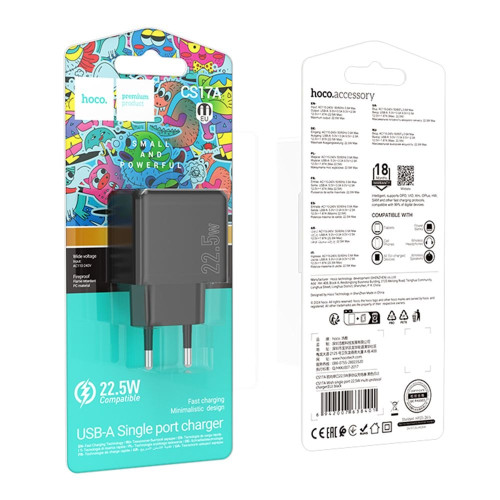 Сетевое зарядное устройство Hoco CS17A USB-A (22.5W · 3A) (Black)