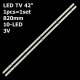 Пряма підсвітка для телевізора 42″ LED42D10A (1 планка 820 мм, 10 LED, лінза 11 мм, 3 В)