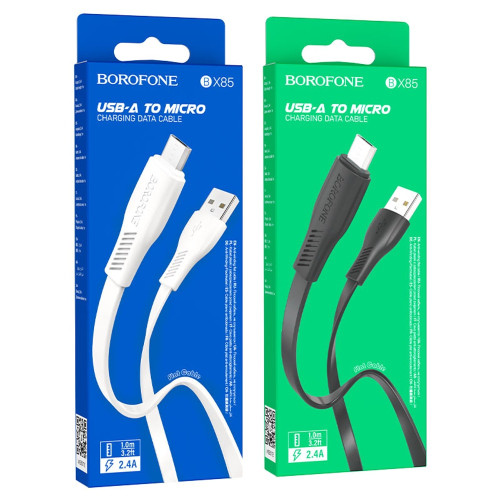 Кабель Borofone BX85 USB-A – Micro-USB (1 м · 12W · 2.4A) (Black)