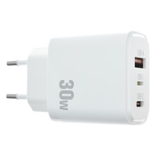 Сетевое зарядное устройство FLYCDI FA-009 PD USB-A+USB-C+Lightning (30W · 3A) (White)