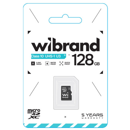 Карта пам'яті Wibrand microSDXC UHS-1 U3 128Gb class 10
