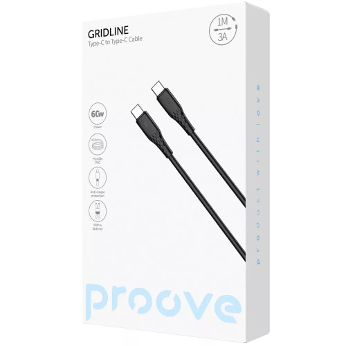 Кабель Proove GridLine Type-C – Type-C (1 м · 60W · 3A) (Black)