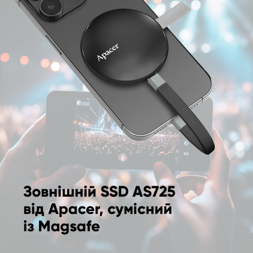 Внешний SSD-накопитель Apacer Magnetic Portable AS725 1TB USB 3.2 Gen 2 Type-C (Black)