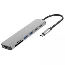USB-хаб Proove Iron Link 7в1 (2xType-C · 2xUSB 3.0 · HDMI · SD) (Silver)