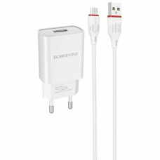 Сетевое зарядное устройство Borofone BA20A USB-A (10.5W · 2.1A) с кабелем USB-A – Micro-USB (White)
