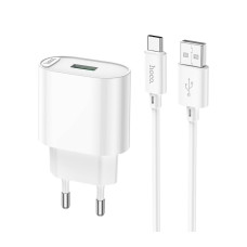 Сетевое зарядное устройство Hoco C109A USB-A (18W · 3A) с кабелем USB-A – Type-C (White)