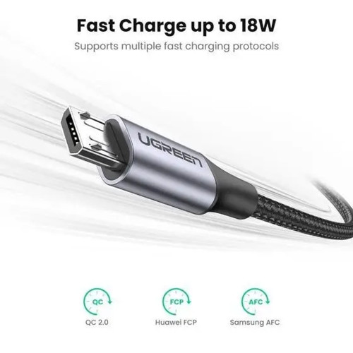 Кабель UGREEN US290 USB-A – Micro-USB (2 м · 12W · 2.4A) (Black)