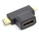 Перехідник HDMI гніздо – mini-HDMI/micro-HDMI штекер (Black)