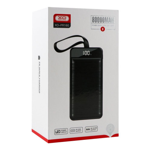 Повербанк XO PR160 QC22.5W PD20W (80000 mAh) (Black)