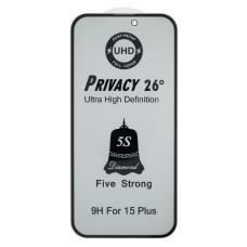 Защитное стекло 5S UHD Privacy 26° для Apple iPhone 15 Plus (Full Glue) (Black)