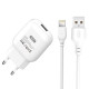 Сетевое зарядное устройство XO L37 USB-A (10W · 2.1A) с кабелем USB-A – Lightning (White)