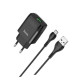 Сетевое зарядное устройство Hoco C12Q USB-A (18W · 3A) с кабелем USB-A – Micro-USB (Black)