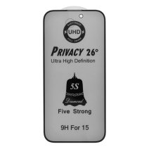 Захисне скло 5S UHD Privacy 26° для Apple iPhone 16 (Full Glue) (Black)