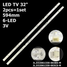 Пряма підсвітка для телевізора Hisense 32″ LED32N2000 (2 планки по 594 мм, 6 LED, лінза 15,5 мм, 3 В)