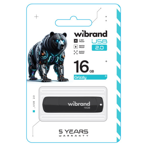 Флешка Wibrand Grizzly 16GB USB 2.0 (Black)