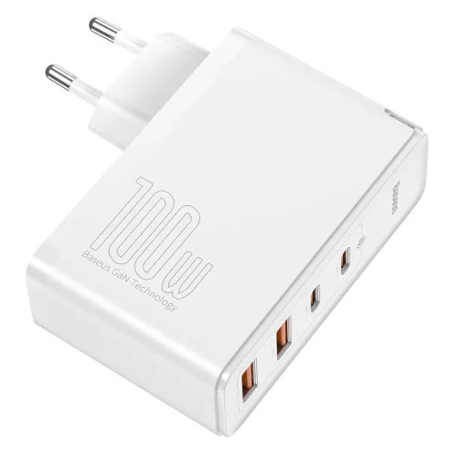 Сетевое зарядное устройство Baseus GaN5 Pro USB-A+2xUSB-C (140W · 5A) с кабелем Type-C – Type-C (CCGP100202) (White)