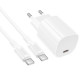 Сетевое зарядное устройство Borofone BA103A USB-C (20W · 3A) с кабелем Type-C – Type-C (White)