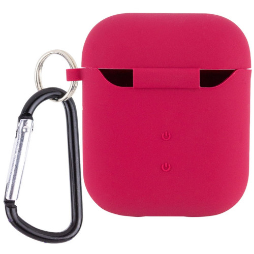 Чехол для AirPods 1/2 Silicone Case with Fibra (Rose Red)