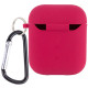 Чехол для AirPods 1/2 Silicone Case with Fibra (Rose Red)