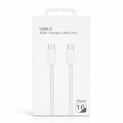 Кабель для iPhone 16 Type-C – Type-C (NO LOGO) (1 м · 60W · 3A) (White)