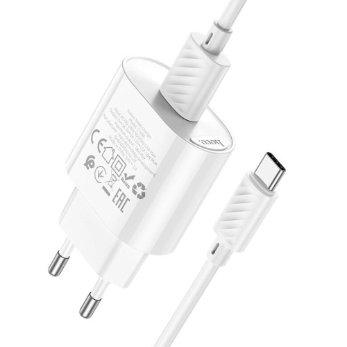 Сетевое зарядное устройство Hoco C109A USB-A (18W · 3A) с кабелем USB-A – Type-C (White)