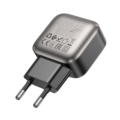 Сетевое зарядное устройство Borofone BAS51A 2xUSB-A (12W · 2.4A) (Black)