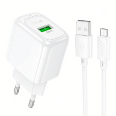 Сетевое зарядное устройство Hoco CS52A USB-A (18W · 3A) с кабелем USB-A – Micro-USB (White)