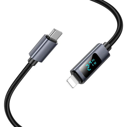 Кабель Hoco X112 Type-C – Lightning с дисплеем (1 м · 27W · 3A) (Black)