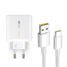 Сетевое зарядное устройство Oppo USB-A (65W · 3A) с кабелем USB-A – Type-C (OEM) (тех пак) (White)