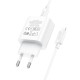 Сетевое зарядное устройство Hoco C76A Pro USB-C (30W · 3A) с кабелем Type-C – Lightning (White)