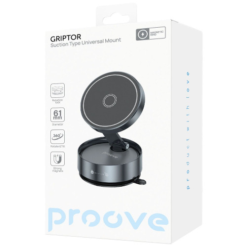 Автотримач Proove Griptor Sutction Type Universal Mount gray