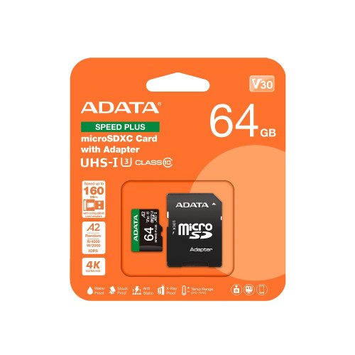 Карта памяти A-DATA Speed Plus MicroSDXC 64GB (adapter SD)