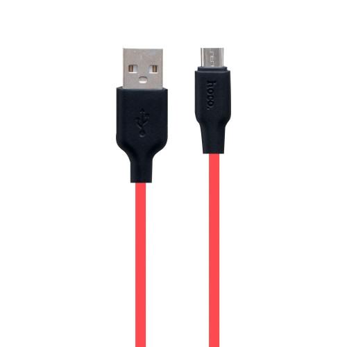 Кабель Hoco X21 Plus Silicone USB-A – Micro-USB (1 м · 12W · 2.4A) (Black/Red)